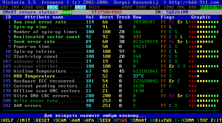 Проверка жёсткого диска программой Victoria 3.5 DOS http://shparg.narod.ru/index/0-22